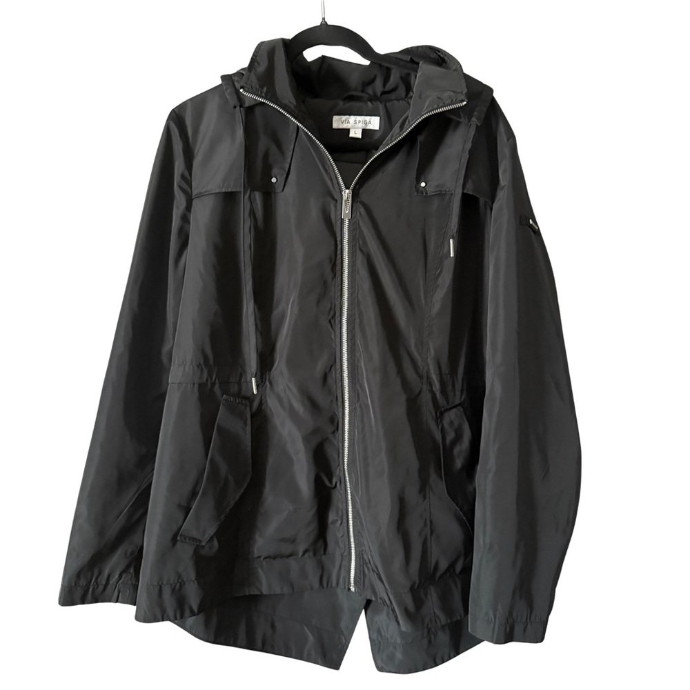 Via Spiga Womens Packable Anorak Jacket Black
